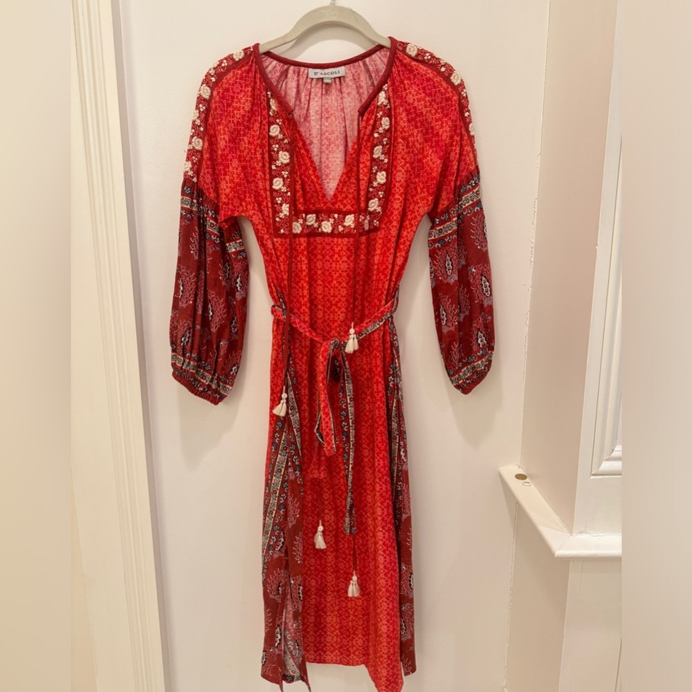 D’Ascoli red block print dress